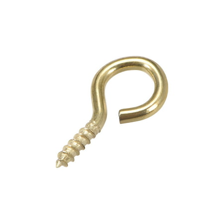 0.7 inch Small Screw Eye Hooks Self-Tapping Screws Carbon Steel Screw Hanger Eye-Shaped Ring Hooks Gold 100 Pieces 